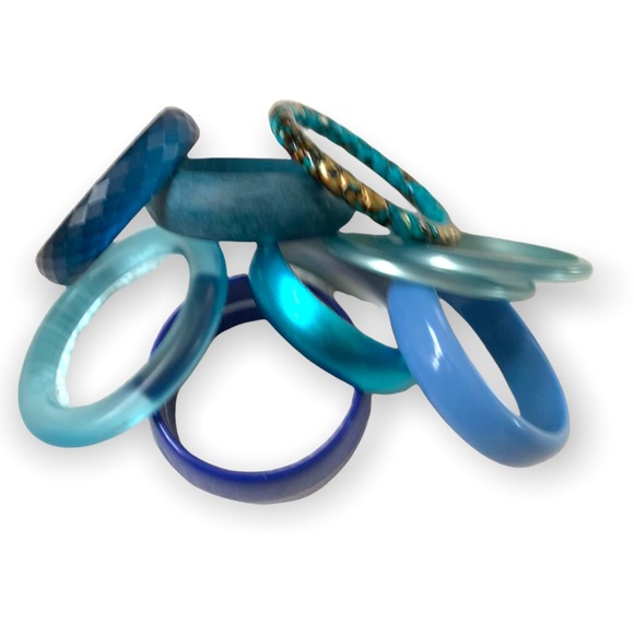 Vintage set of 9 bangle bracelets in hues of blue - Picture 7 of 7